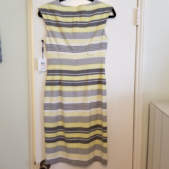 NWT Calvin Klein Stripe Dress Yellow - Picture 3 of 5